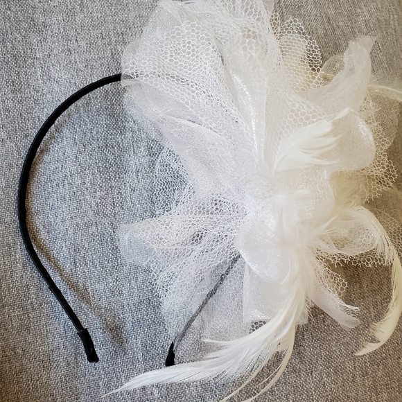 Brand New Bridal Tulle Feather Headpiece Fascinator Headband Hair Accessory - Picture 3 of 5